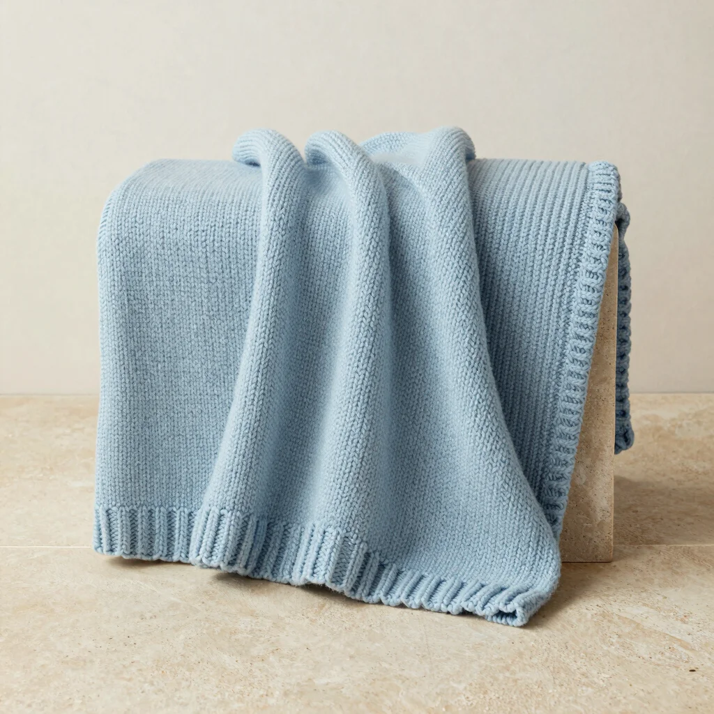 Chunky Merino Throw in Powder Blue